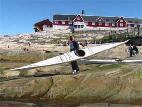 Skin-on-frame kayak in Greenland