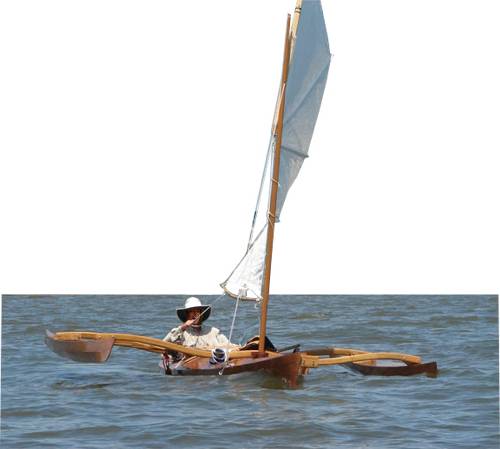 sea kayak with sailing rig