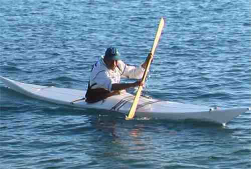 Greenlandic man kayaking