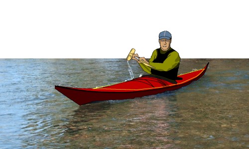 Sea kayaker on flat water