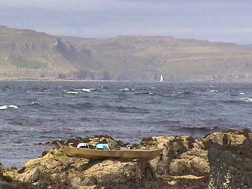 Mull seen from Treshnish Isles on windy day